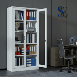 2-Door Full-Glass Metallic Office Cabinet