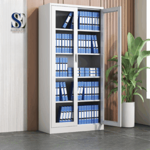2-Door Full-Glass Metallic Office Cabinet