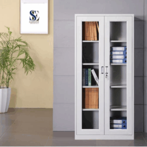 2-Door Full-Glass Metallic Office Cabinet