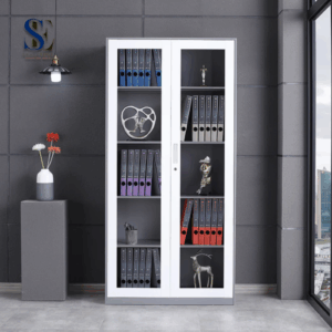 2-Door Full-Glass Metallic Office Cabinet