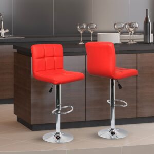 Red Modern Adjustable Barstool